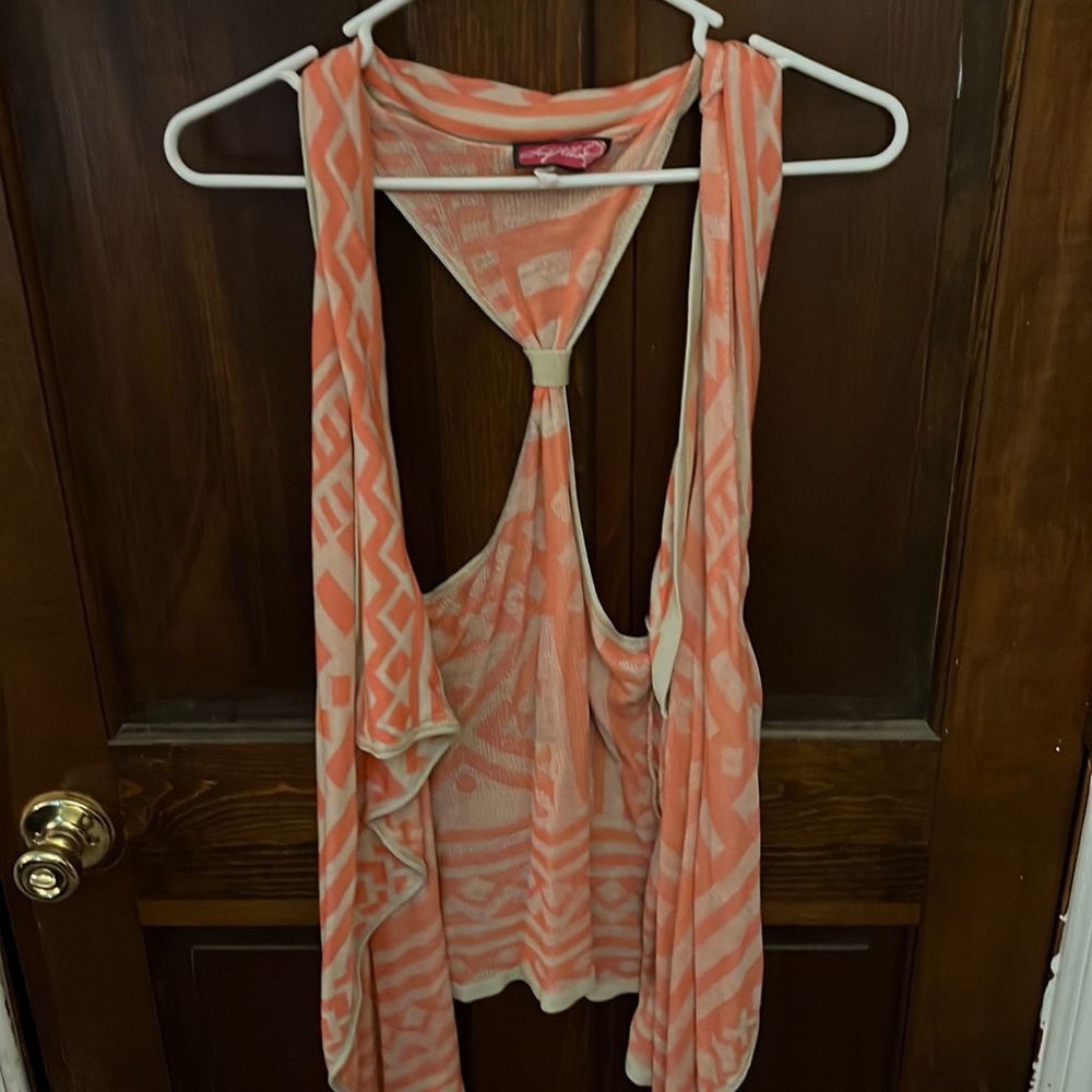 Peach and tan sweater vest